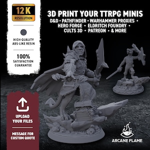 3D Print your Custom Miniatures | Dungeons & Dragons | Hero Forge | Eldritch Foundry and more | High Detail and Durability