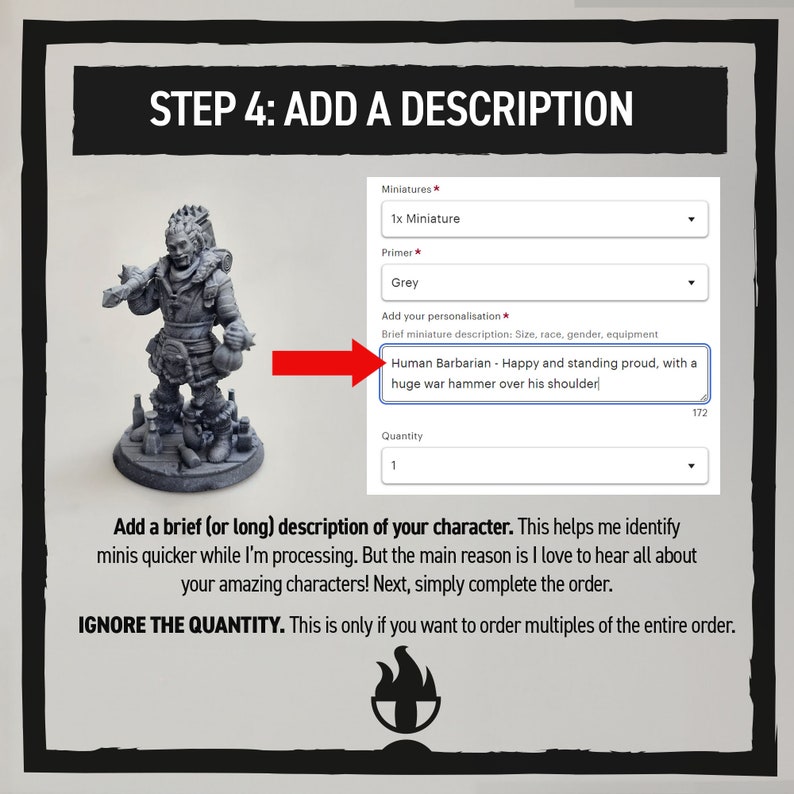 Description of your Hero Forge mini - Class, Race, Features - Arcane Flame