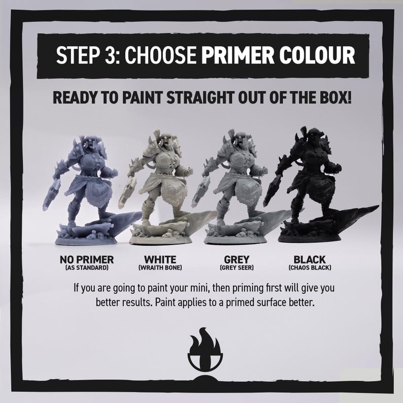 Primer options for your Hero Forge mini - Ready to paint straight out of the box - Arcane Flame