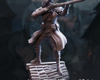 Miniatura de tirador humano pícaro / Miniatura de explorador / Mercenario / Miniatura de escala heroica de 32 mm y 75 mm / Figura de DnD