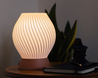 Nightstand Lamp - Unique 3D Printed Table Light, Modern Mid Century Style, Chic Home Decor Accent, Perfect Housewarming Gift | VORTEX