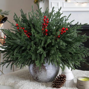 Faux Norfolk Pine Christmas Stems: 18.7 Inches Artificial Plants