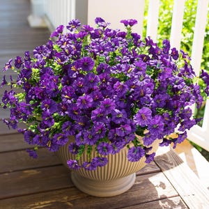 UV Resistant Silk Morning Glory: Fall Outdoor Artificial Flowers - 12 Bundles Purple