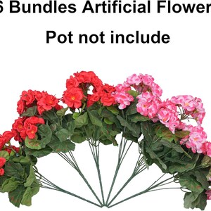 Artificial Geranium Flowers (6 Bundles): UV Resistant Faux Silk Outdoor Decor image 14