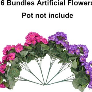 Artificial Geranium Flowers (6 Bundles): UV Resistant Faux Silk Outdoor Decor image 12