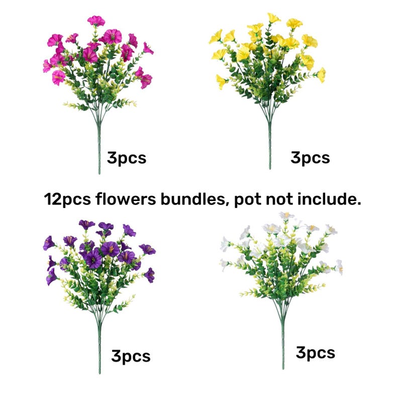 UV Resistant Silk Morning Glory: Fall Outdoor Artificial Flowers - 12 Bundles image 4