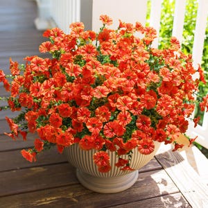 UV Resistant Silk Morning Glory: Fall Outdoor Artificial Flowers - 12 Bundles Orange