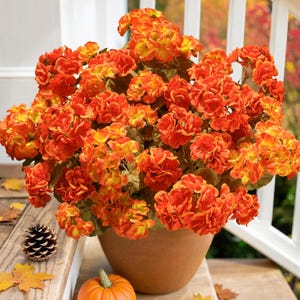 6 Bundles Artificial Geranium Fake Fall Flowers Outdoors Decoration, Faux Silk Flowers UV Resistant Look Real Plants for Planter Balcony