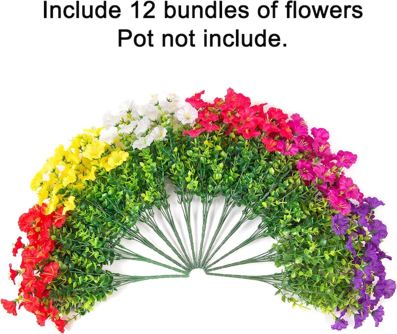 UV Resistant Silk Morning Glory: Fall Outdoor Artificial Flowers - 12 Bundles image 2