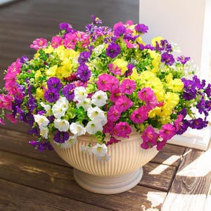 UV Resistant Silk Morning Glory: Fall Outdoor Artificial Flowers - 12 Bundles Mix 4