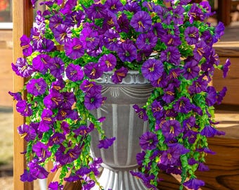 2 PCS Artificial Morning Glory Hanging Plant: UV Resistant Faux Silk Decor