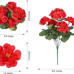 Artificial Geranium Flowers (6 Bundles): UV Resistant Faux Silk Outdoor Decor image 15