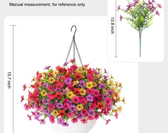 UV Resistant Faux Silk Hanging Flower Basket: Outdoor Spring Decor
