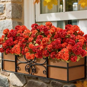 6 Bundles Artificial Geranium Fake Fall Flowers Outdoors Decoration, Faux Silk Flowers UV Resistant Look Real Plants for Planter Balcony