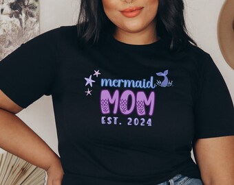 Mermaid Mom Custom Shirt, Personalized Mermaid Mommy Tee, Mother’s Day Shirt, Mermaid Party T-shirt, Mermaid Maternity Gift