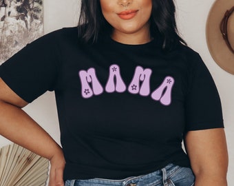Groovy Mama Shirt, Custom Color Mama Tee, Hippie Mama Shirt, Gift for Flower Mom, 70s Mama, Groovy Pregnancy Announcement, Mothers Day Gift