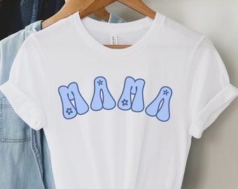 Groovy Mama Shirt, Custom Color Mama Tee, Hippie Mama Shirt, Gift for Flower Mom, 70s Mama, Groovy Pregnancy Announcement, Mothers Day Gift