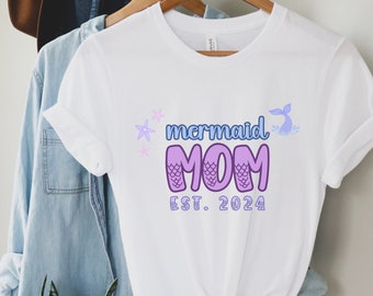 Mermaid Mom Custom Shirt, Personalized Mermaid Mommy Tee, Mother’s Day Shirt, Mermaid Party T-shirt, Mermaid Maternity Gift