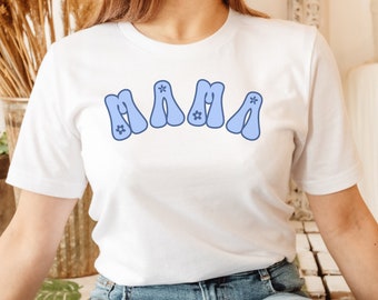 Groovy Mama Shirt, Custom Color Mama Tee, Hippie Mama Shirt, Gift for Flower Mom, 70s Mama, Groovy Pregnancy Announcement, Mothers Day Gift