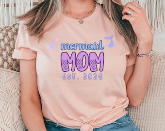 Mermaid Mom Custom Shirt, Personalized Mermaid Mommy Tee, Mother’s Day Shirt, Mermaid Party T-shirt, Mermaid Maternity Gift