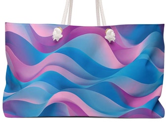 Bolso Wave Design Weekender en colores pastel, bolso de verano para regalo de cumpleaños de mamá, bolso shopper, bolso de playa de fin de semana de gran tamaño para novia