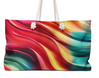 Modern Wave Design Weekender Bag for Woman, Shopping Bag for Mom Birthday Gift, Shopper Tote, Canvas Weekender Beach Bag for Girlfriend