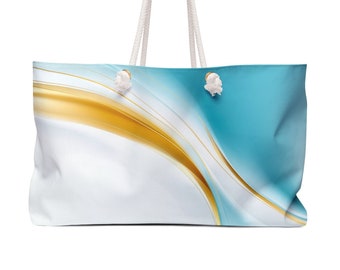 Wave Design Weekender Bag in Pastel colors, Summer Bag for Beach and Pool, Shopper Tote, Gift for Bridesmaid Tote Bag, Canvas Tote Bag