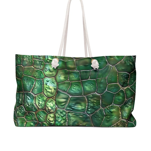 Crocodile Print Weekender Bag, Oversized Tote Bag for Summer Travel Bag, Designer Weekender for Pool and Beach Bag, Large Bag Shopper Women