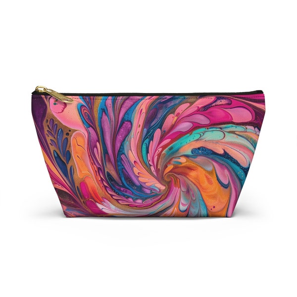 Wave Accessory Pouch in vibrant Colors, Summer Travel Accessories as Makeup Organizer or Jewelry Pouch, Girl Cosmetic Bag with Zipper