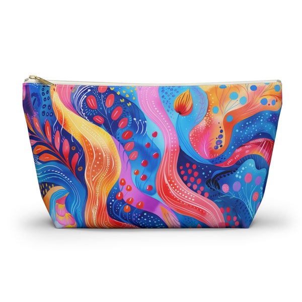 Vibrant Wave Accessory Pouch for Woman, Summer Travel Accessories as Makeup Organizer or Jewelry Organizer, Organizer Pouch with Zipper