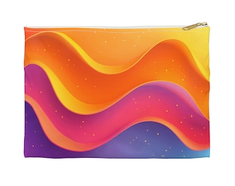 Accessory Pouch with vibrant Wave Design for Woman, Jewelry Organizer or Travel Accessories with Zipper, Pencil Case or Makeup Pouch for her
