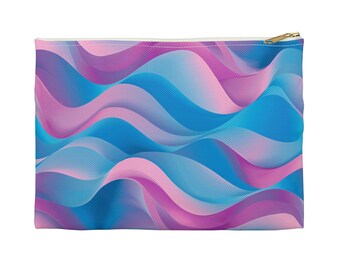 Wave Design Accessory Pouch for Woman, Jewelry Organizer or Travel Accessories with Zipper, Organization Bag for Makeup or everyday Items