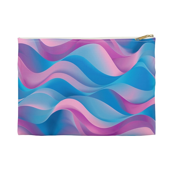 Wave Design Accessory Pouch for Woman, Jewelry Organizer or Travel Accessories with Zipper, Organization Bag for Makeup or everyday Items