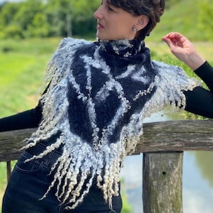 Felted Double-sided Sheep Wool Snood | Handmade scarf | One Size Fits All | Warm and Stylish Accessory
