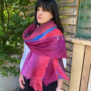 Nuno Felted Wool Scarf – Handmade Merino Wool and Silk Wrap, Lightweight Artwear Shawl for Women