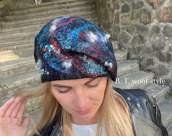 Felted Wool Black Hat for Women –  Merino Fall /Winter Headwear