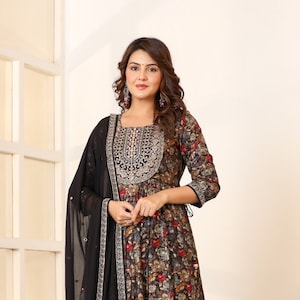 Block Print Anarkali Suit