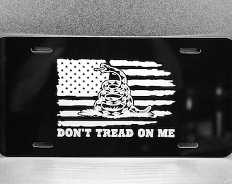 Your Logo Your Text Custom Laser Engraved on Black Metal License Plate,