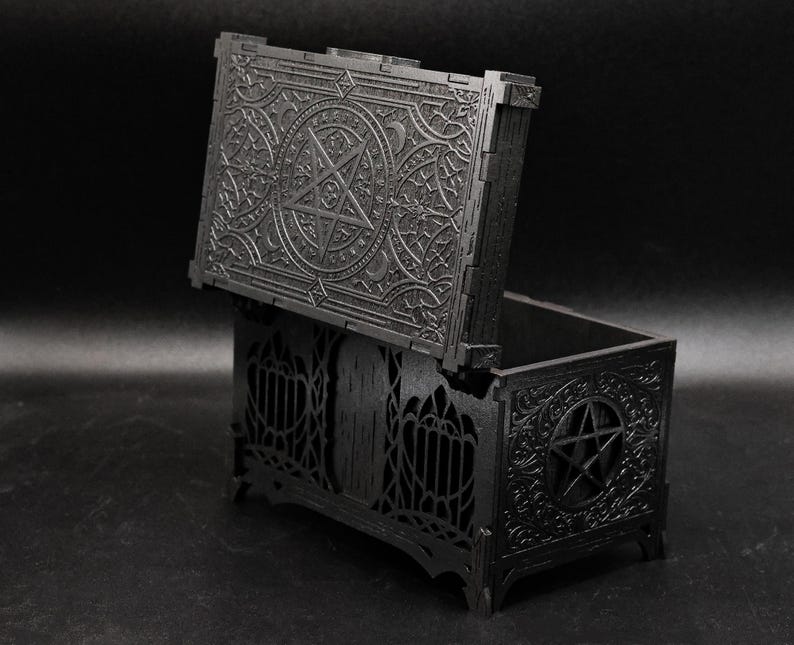 Black Gothic Pentagram Box, Occult Keepsake Chest, Witchy Altar Storage ...