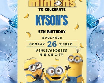 Minions Birthday Invitation: Editable Canva Template (digital