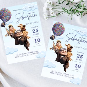 Up Film Geburtstagseinladung | Bearbeitbare Party einladen | Canva Vorlage Digitaler Download | Thema Ballon-Abenteuer für Kids