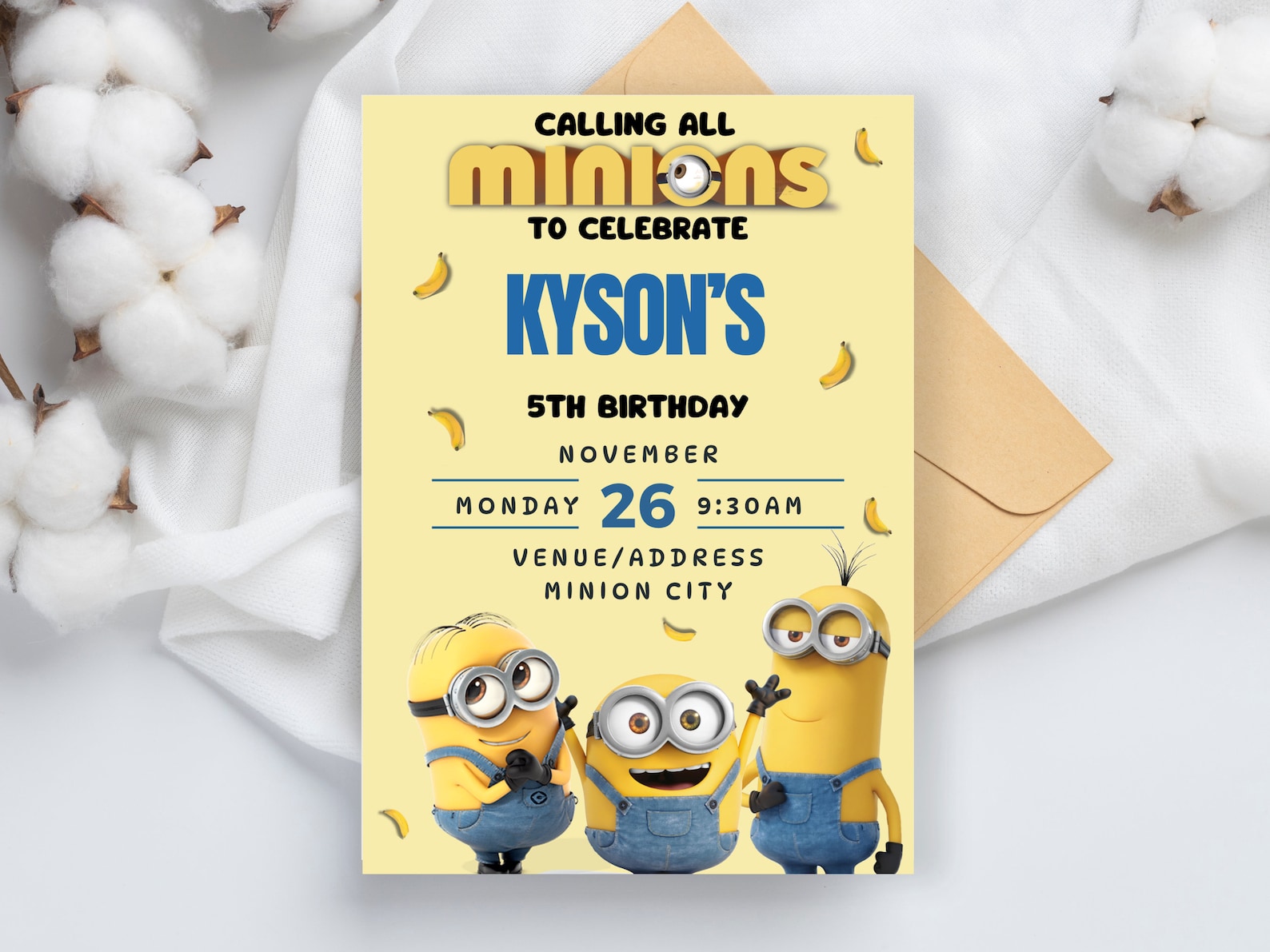 Minion Invitation | Digital Download | Editable Invitation Printable ...