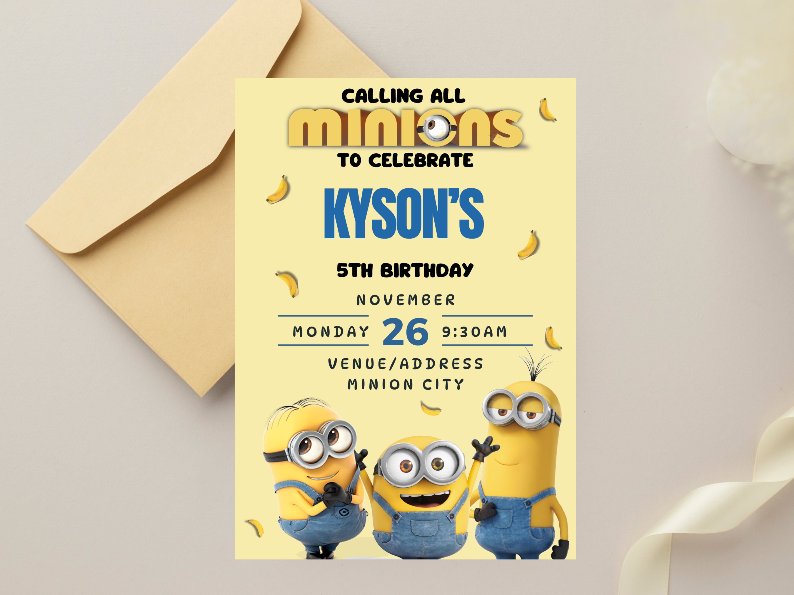 Minion Invitation | Digital Download | Editable Invitation Printable ...