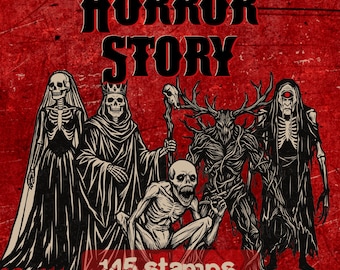 145 Procreate Halloween Horror Stamps