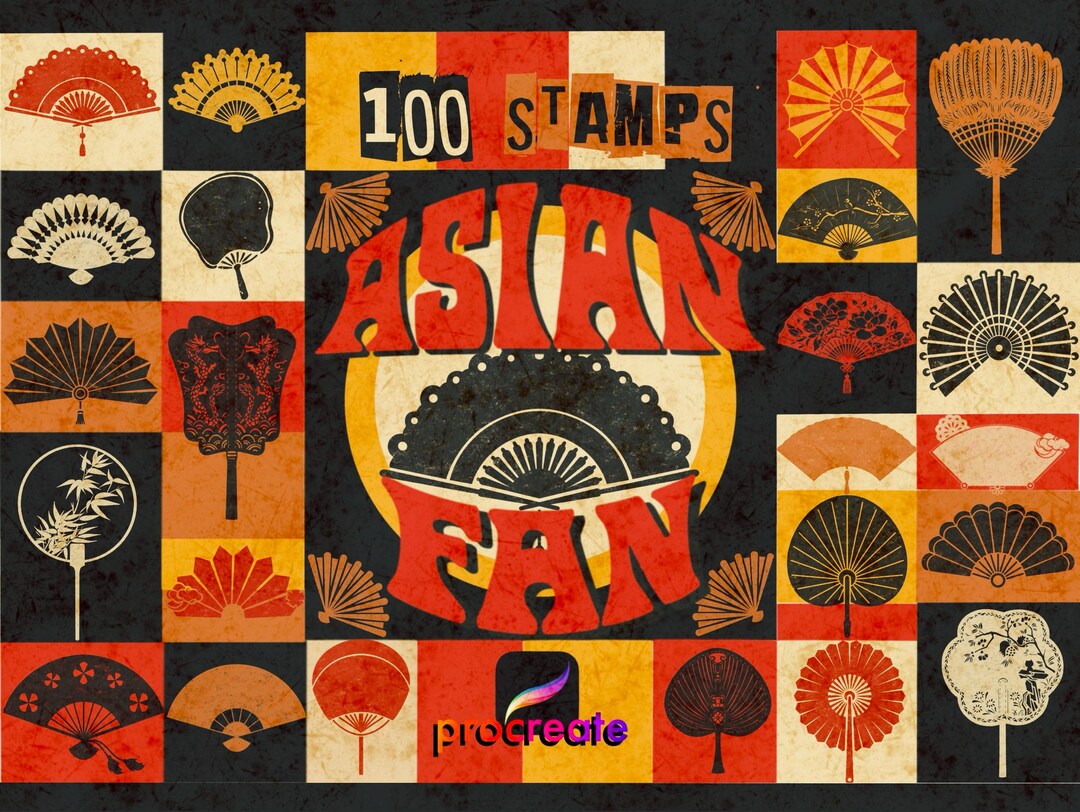 Asian Fan Digital Stamps for Procreate. - Etsy