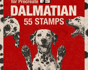 Dalmatian Procreate Dog Stamps with Vintage Print Effect