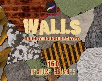 Wall surface texture brushes for Procreate. Grungy, decayed, stucco, concrete.