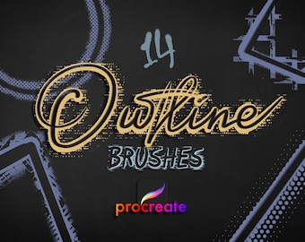 Procreate Outline Brush Set: 3D Lettering Brushes (Digital Download)