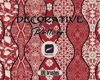 Decorative ornamental pattern brushes for procreate. Arabesque, oriental, Mediterranean, Moroccan. Floral motifs.