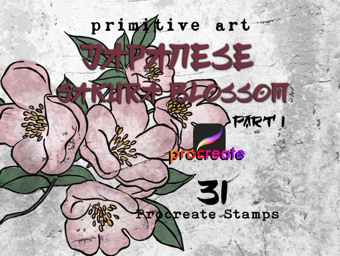 Cherry Blossom Procreate Brushes: Sakura Floral Tattoo Stamps (digital ...